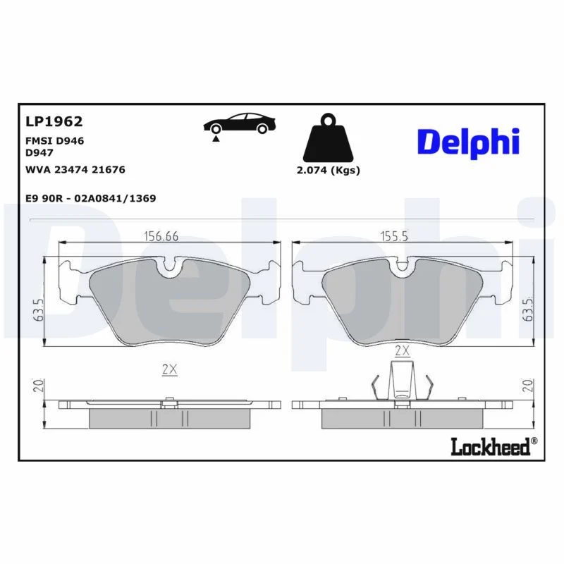 BMW E36 E46 E85 E86 Fren Balatası Ön DELPHI LP1962