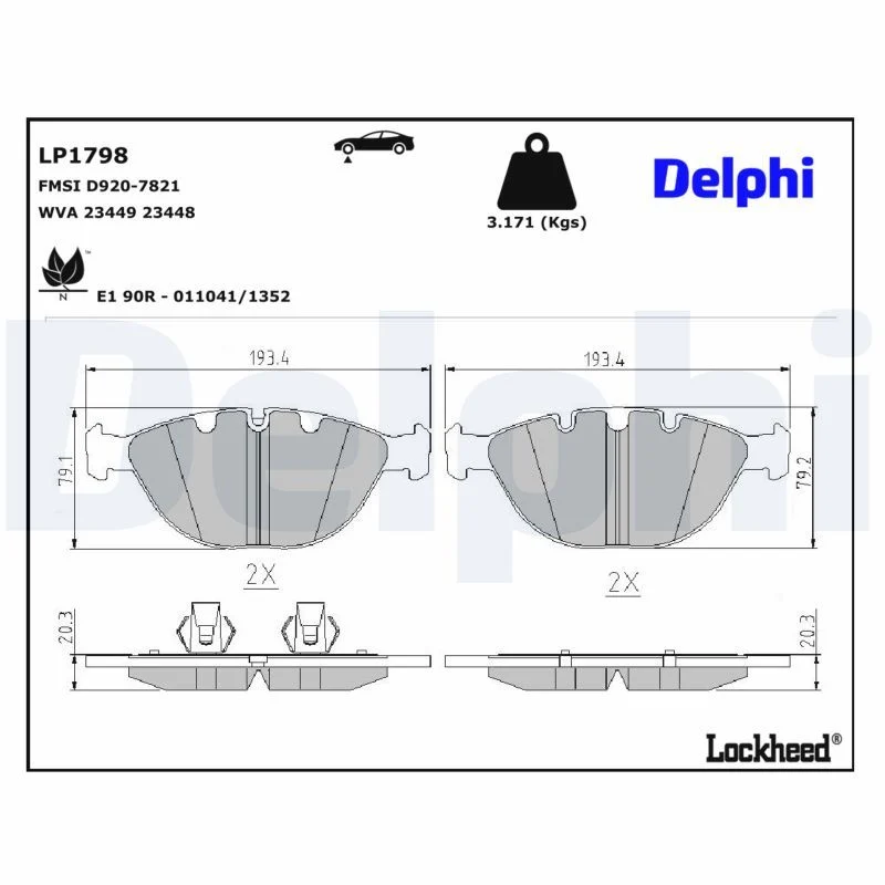 BMW E53 E60 E61 E63 E64 E65 Fren Balatası Ön DELPHI LP1798