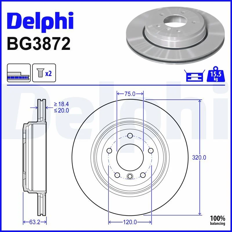 BMW E60 E61 E63 E64 Fren Diski Arka DELPHI BG3872