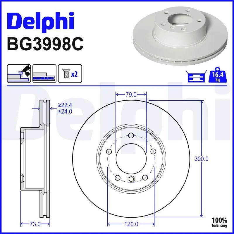 BMW E81 E82 E87 E88 E89 E90 Fren Diski Ön DELPHI BG3998C