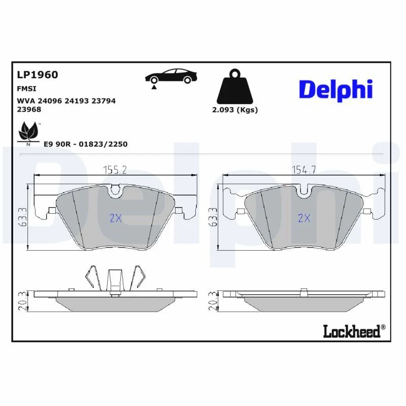 BMW E81 E82 E87 E88 E90 E91 Fren Balatası Ön DELPHI LP1960