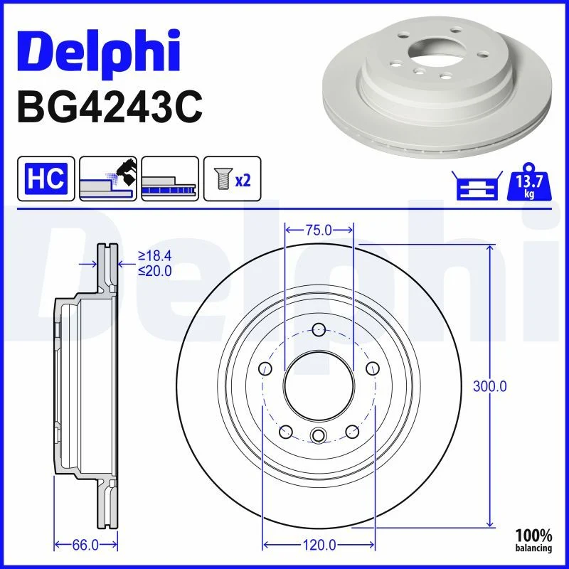 BMW E81 E84 E87 E90 E91 E92 Fren Diski Arka DELPHI BG4243C