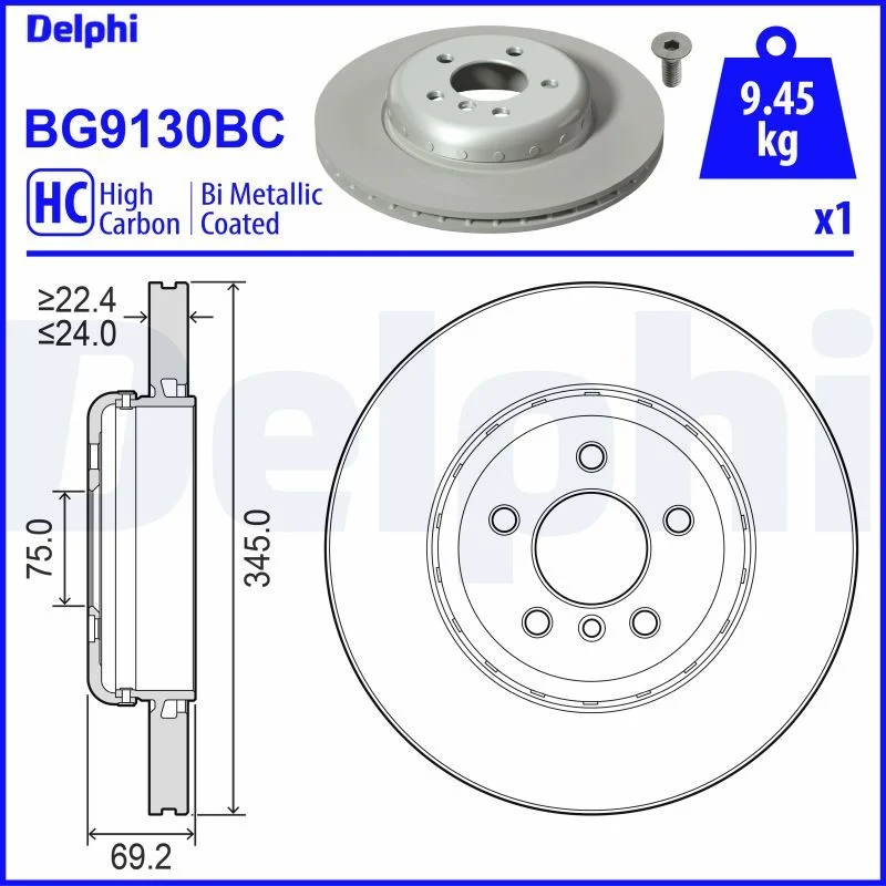 BMW F01 F02 F03 F04 F06 F07 Fren Diski Arka DELPHI BG9130BC