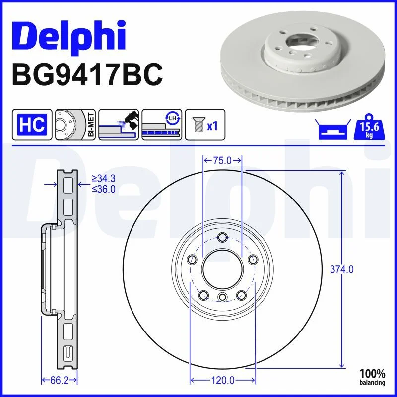 BMW F01 F02 F03 F04 F07 Fren Diski Ön DELPHI BG9417BC