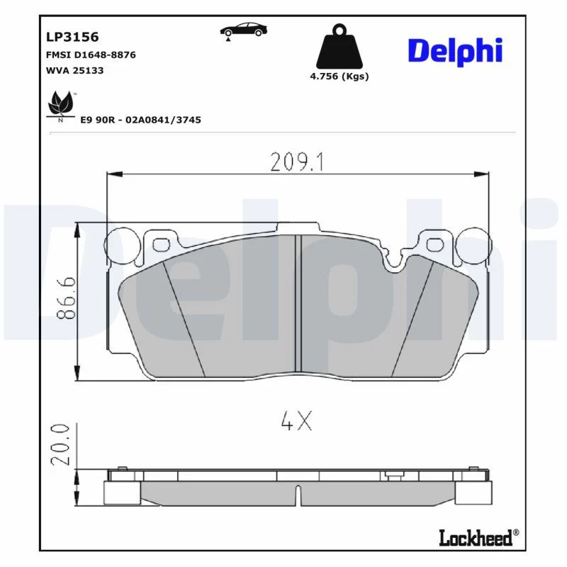 BMW F06 F10 F12 F13 F22 F30 Fren Balatası Ön DELPHI LP3156