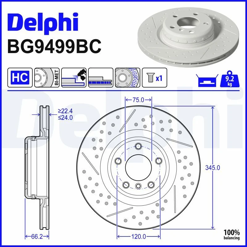 BMW F20 F21 F22 F23 F30 F31 Fren Diski Arka DELPHI BG9499BC