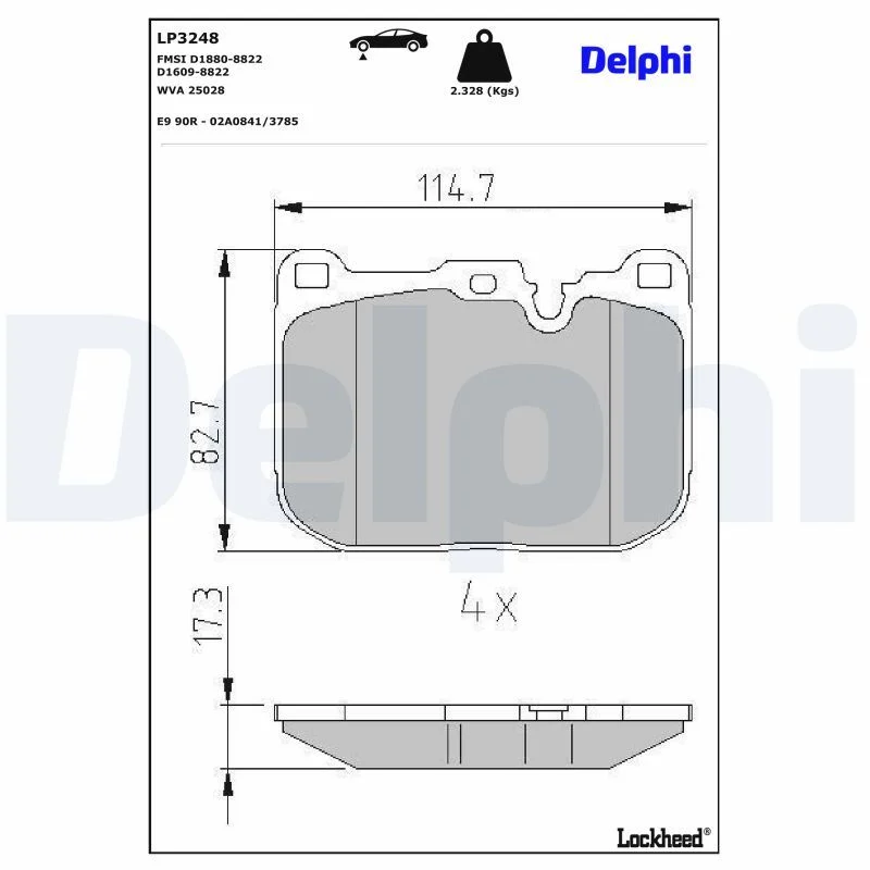 BMW F22 F30 F32 F33 F80 F82 Fren Balatası Ön DELPHI LP3248