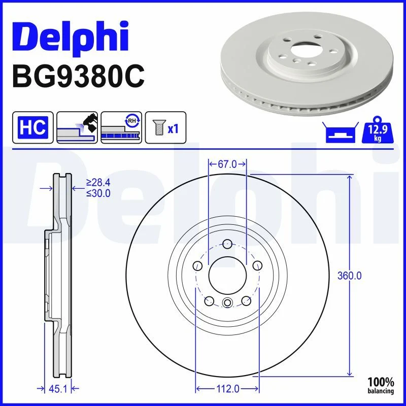 BMW F39 F40 F44 F48 F54 F56 Fren Diski Ön DELPHI BG9380C