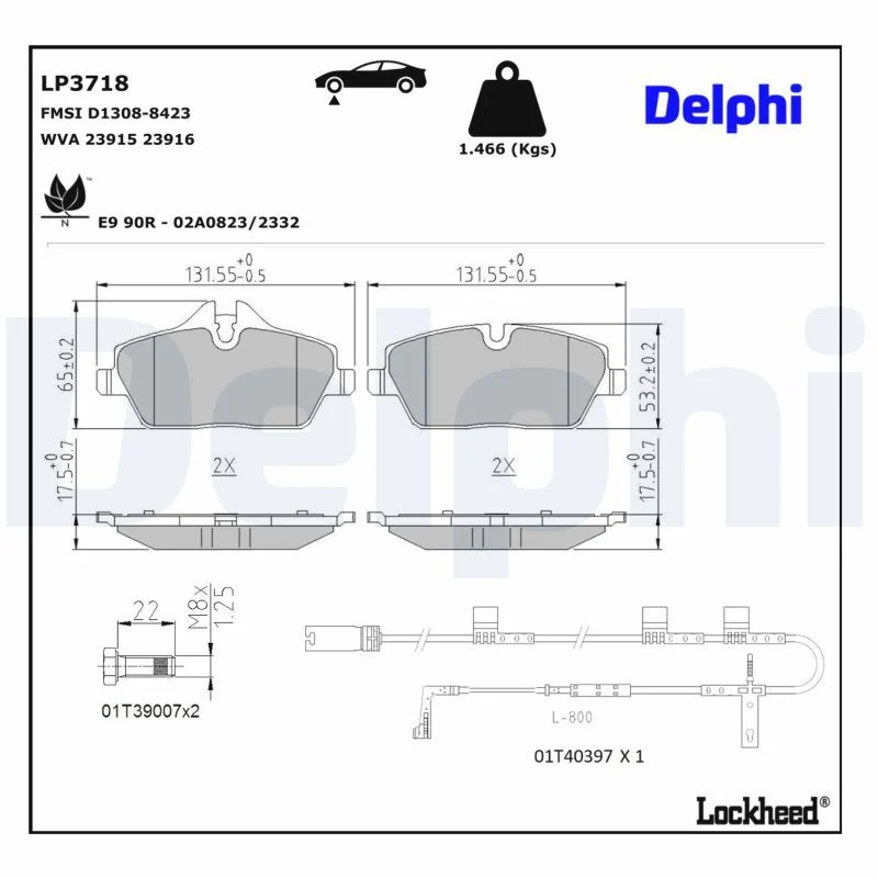 BMW F45 F54 F55 F56 F57 R55 Fren Balatası Ön DELPHI LP3718