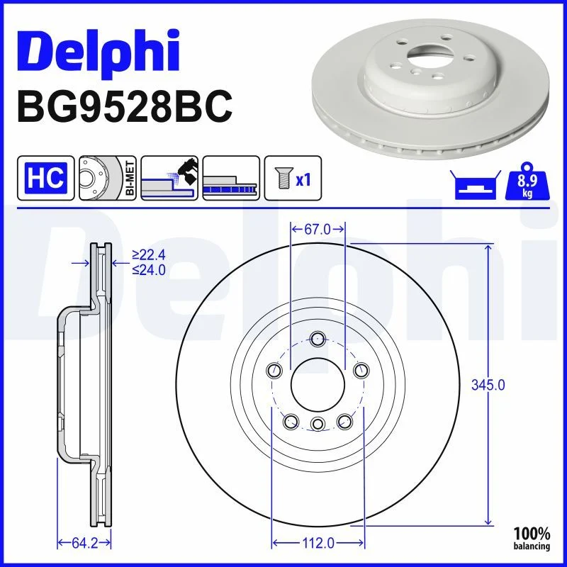 BMW F90 F91 F92 F93 F95 F96 Fren Diski Arka DELPHI BG9528BC