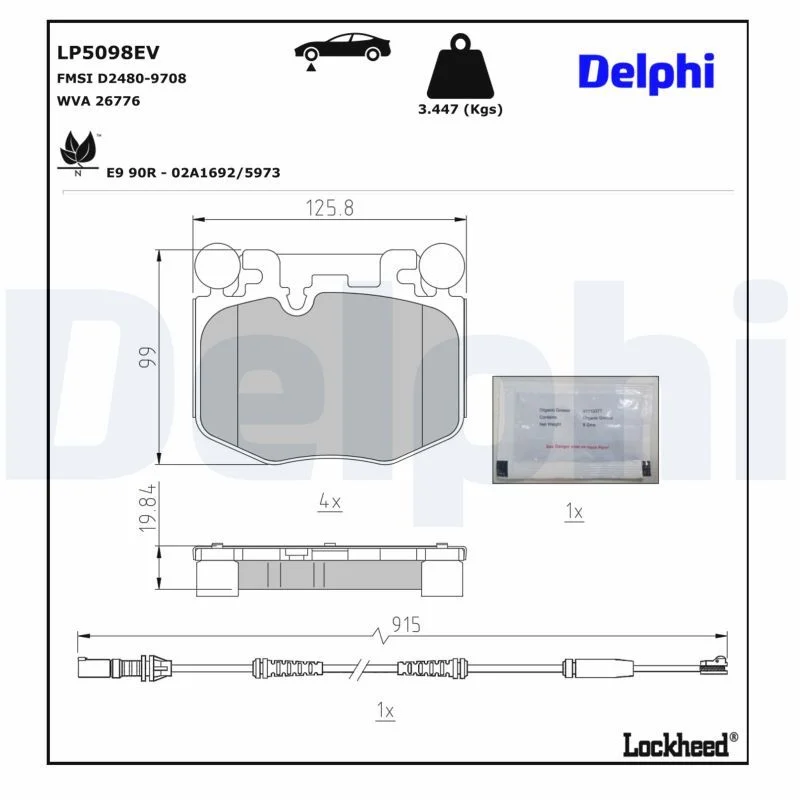 BMW F95 F96 G05 G06 G22 G26 Fren Balatası Ön DELPHI LP5098EV
