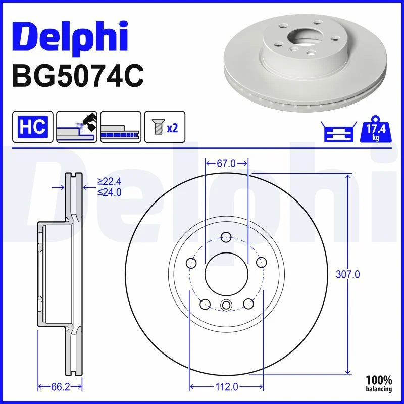 BMW G20 G21 G22 G23 G26 G28 Fren Diski Ön DELPHI BG5074C