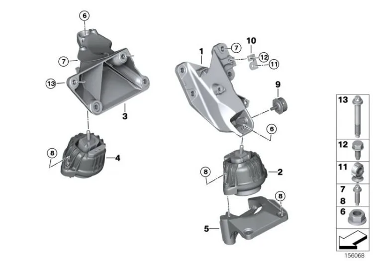 BMW F45 F46 F48 F54 F55 F56 F60 - B38 B46 B47 B48 Motor Takozu 22116885778 | CORTECO